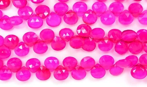 7 inch Strand of Natural Chalcedony 7-8mm Heart Faceted briolette Beads for DIY Jewelry Making. |BRIO_01792