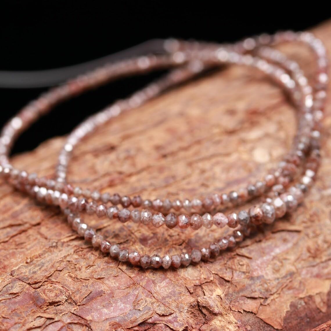 Natural Red Pink Diamond Faceted Beads Rare Diamond Rondelle Beads Strand for Jewelry Making