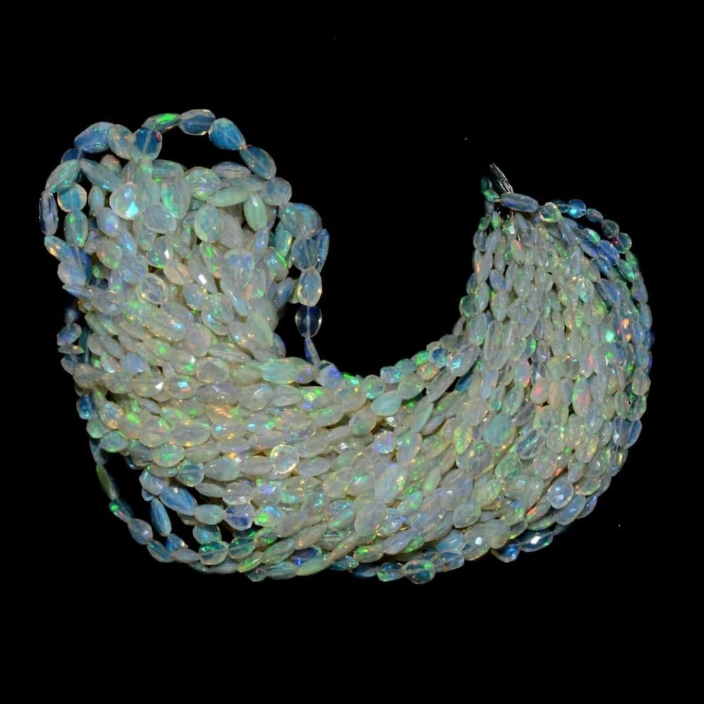 Ethiopian Welo Opal High Fire Gemstone 6-10mm Faceted Nugget Beads Tumbled 16''