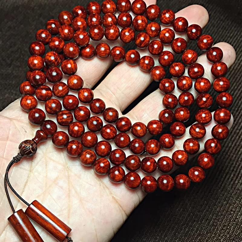 印度小叶紫檀0.8x108颗水波荧光珠佛珠手串手链念珠 玻璃底钢珠(小叶紫檀水波荧光)