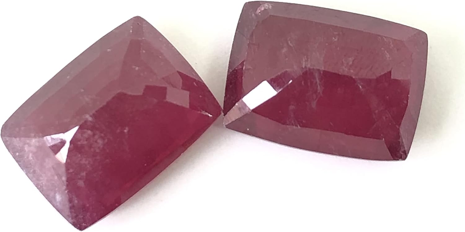 34.76 Ct Pair Ruby Cushion Shape Size 16x12 mm Cut Faceted Attractive High Quality Fine Loose Gemstone Best For Making Earring Jewelry