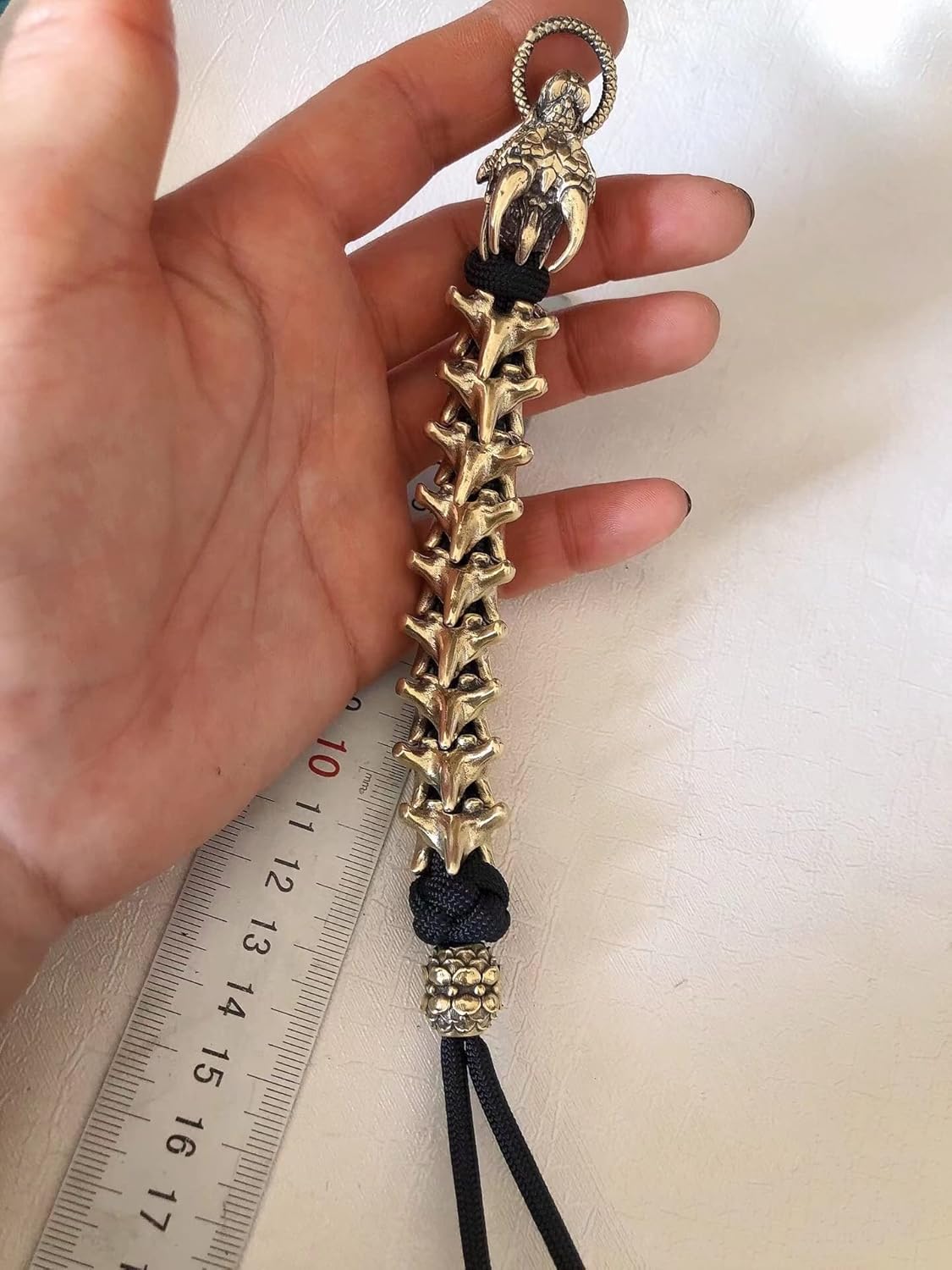 Brass Dragon DIY Keychain, Pure Handmade Bead Charms, Long Backbone, Perfect for Paracord Projects, Lanyard Bead, Gift