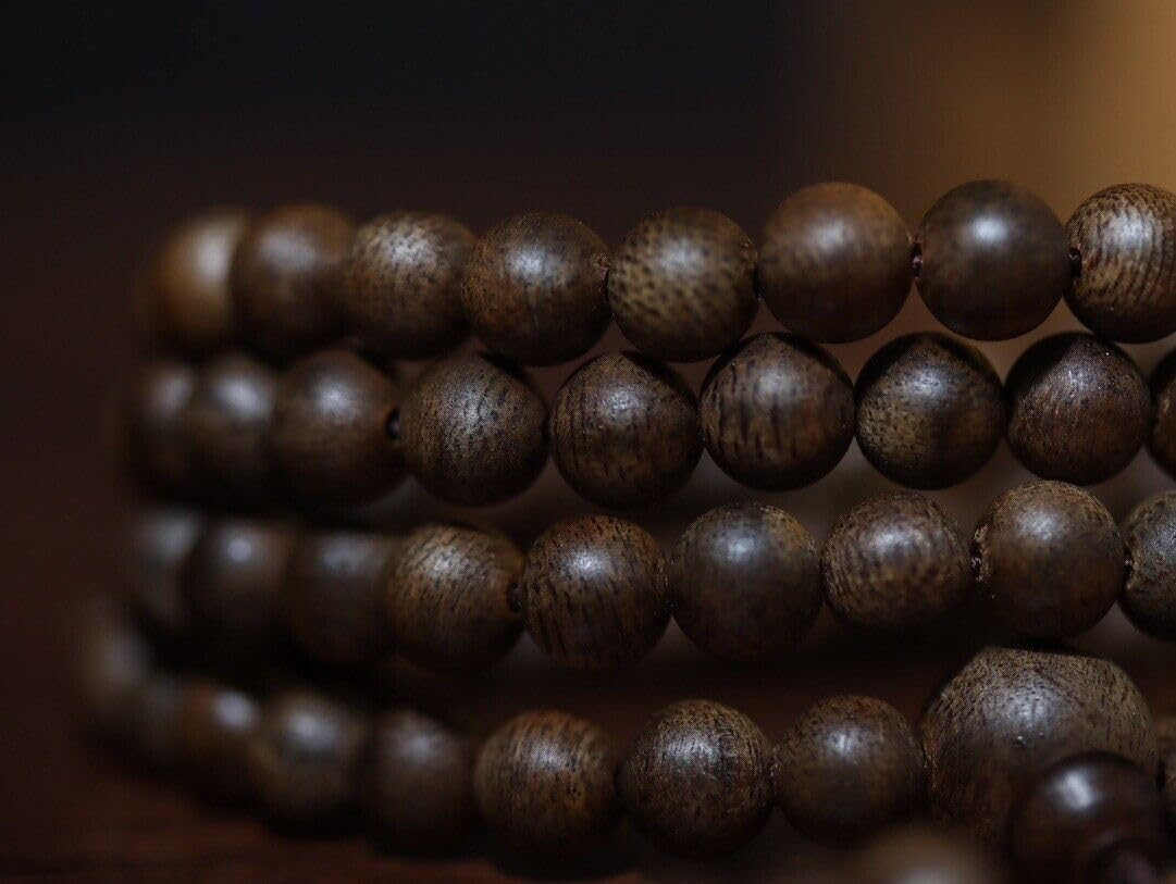 Agarwood 10mm+6mm Nha Trang White Chess Agarwood Bracelet Set Buddha Bead Rosary