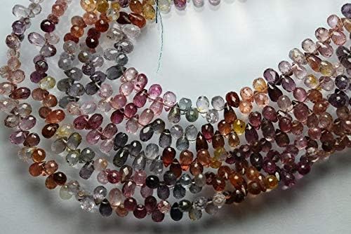 8 Inches Strand, Natural Multi Spinel Faceted Drops Briolettes, Size-6.5-7mm