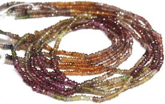 BEADS GEMSTONE Natural Multi Gemstone Faceted Rondelle Micro Gemstone Craft Loose Beads Strand 13 Inch Long 3mm Code-HIGH-26548
