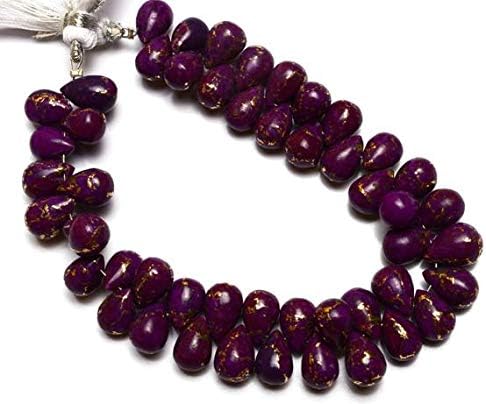 LKBEADS 1 Strand Natural Mojave Purple Arizona Copper Turquoise 10x7MM Smooth Teardrop Shape Briolette Beads 7 Inch Long Long