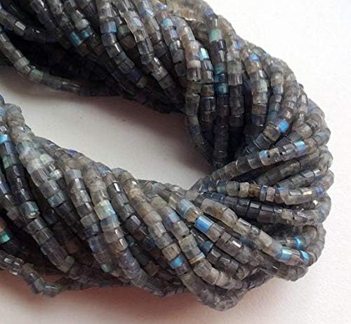 1 Strand Natural Labrarite Faceted Tyre Beads, Blue Fire Gem Stone, 4.5mm Flashy Blue Labrarite Beads, 13 Inch Code-HIGH-16589