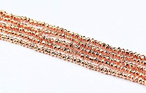 Natural Pyrite Copper Coated Faceted Rondelle Gemstone Beads Strand 13