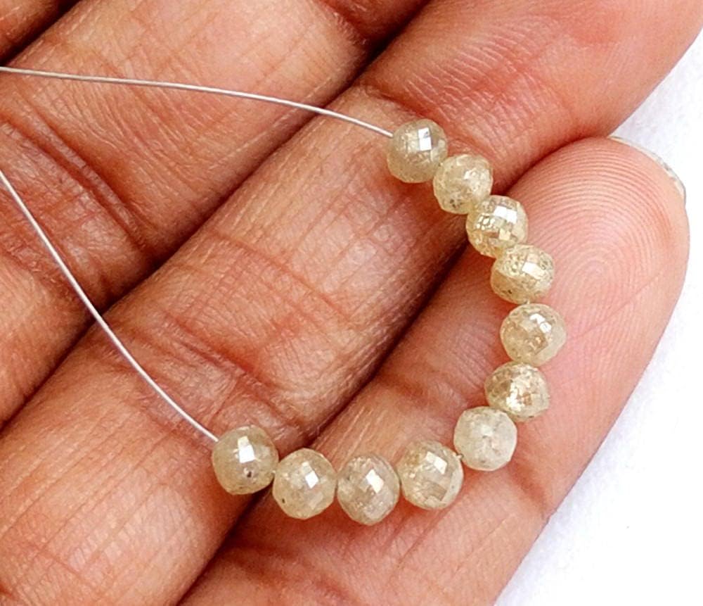 2-3mm Yellow Rondelle Diamonds, Natural Sparkling Yellow Faceted Diamond Beads, 3 Pcs Conflict Free Diamonds For Jewelry - DDP138, 2 MM - 3 MM