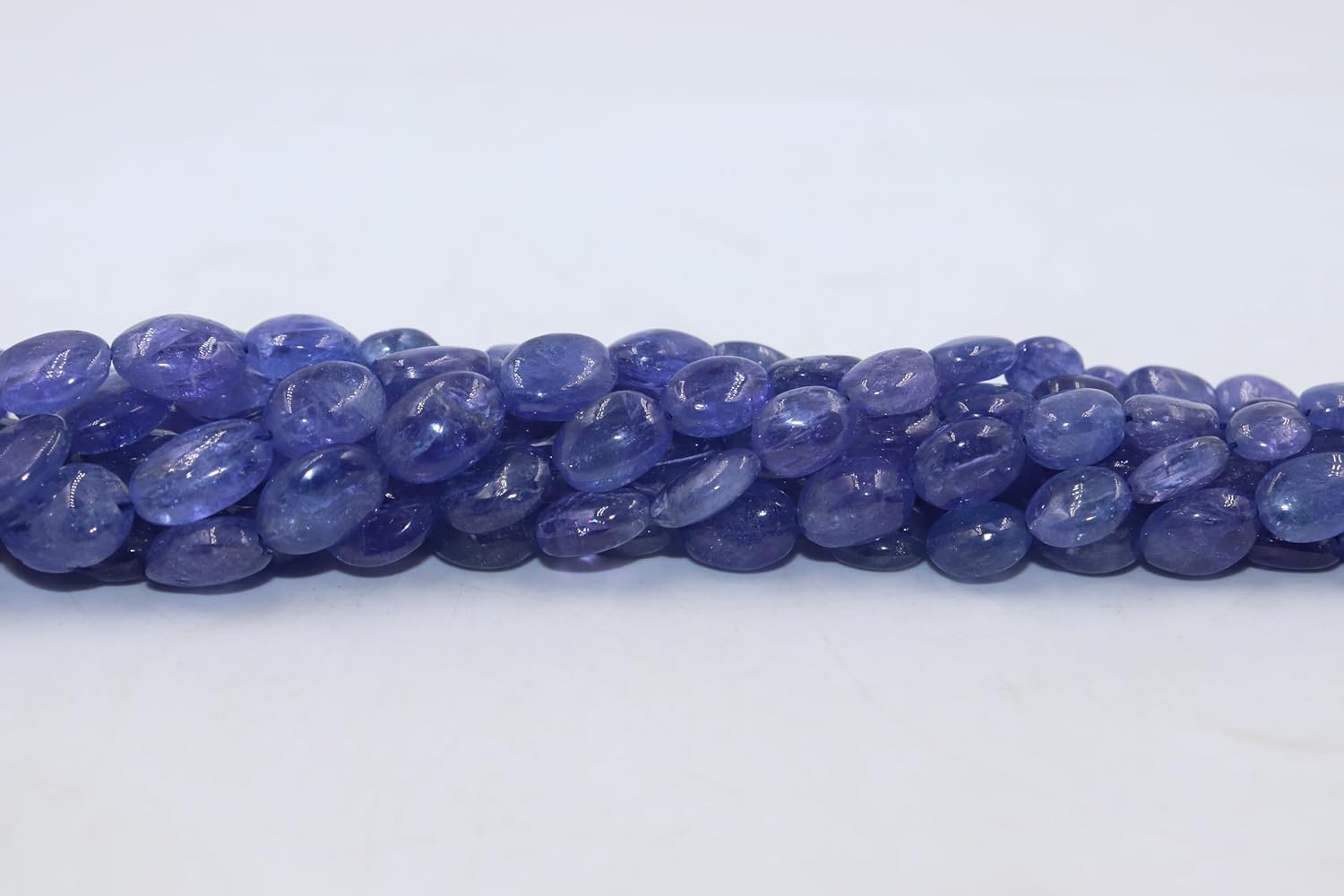 Natural AAA+ Tanzanite Smooth Oval Beads, 8-12mm Semi-Precious Gemstone Strand, Genuine Blue Crystal