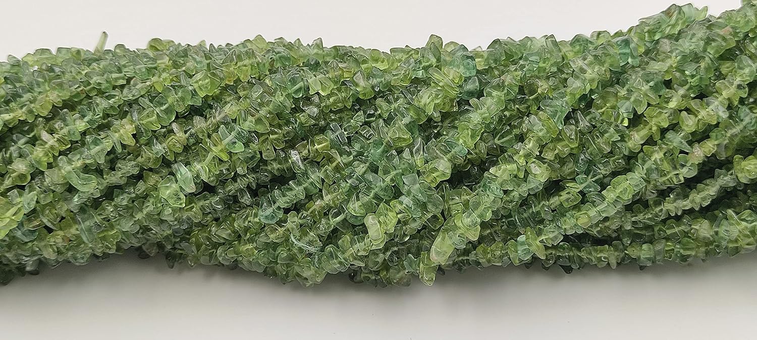 Hanumat Gems Lot of 10 Strands 34 Inches Strand,Natural Green Apatite Gemstone Uncut Chips Raw Beads,Smooth Raw Uncut Bead,Nuggets Beads,AAA Quality Uncut Chips Strand