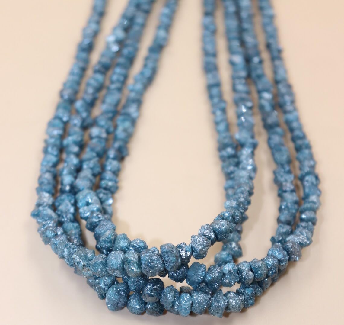 Generic AAA+ Natural Blue Diamond Uncut Beads Raw Uncut Blue Diamond Blue Diamond Beads Raw Blue Diamond Conflict Blue Diamond Beads (1 Strand), 2-3mm