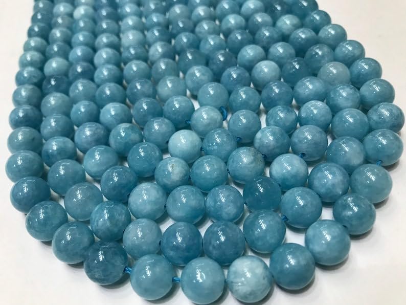 Natural AQUAMARINE ROUND smooth Beads 10mm 16 inch long string jewelry making gemstone beads for necklace bracelet
