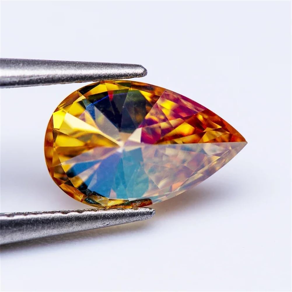 Moissanite Stone Pear Shape Vvs1 Champagne Color Charms Beads For Necklace Earrings Jewelry Making