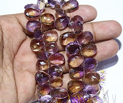 8 inch Strand of Natural Ametrine 7-19mm Pear Faceted briolette Beads for DIY Jewelry Making. |BRIO_00381