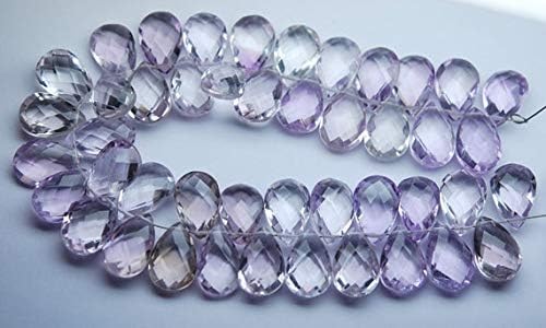 7 Inch Strand, Matched Pair 8x12mm Size,Pink Amethyst Faceted Pear Shaped Briolettes Code-HIGH-54449