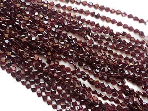 ZOYLA 5 Strands Garnet Beads, Natural Garnet Faceted Fancy Pear Beads, Straight Drill Garnet Necklace, 6mm 13 inch