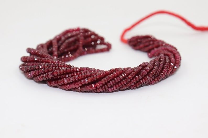 Natural Longido Ruby Faceted Rondelle 3mm Beads Strand for Jewelry Making
