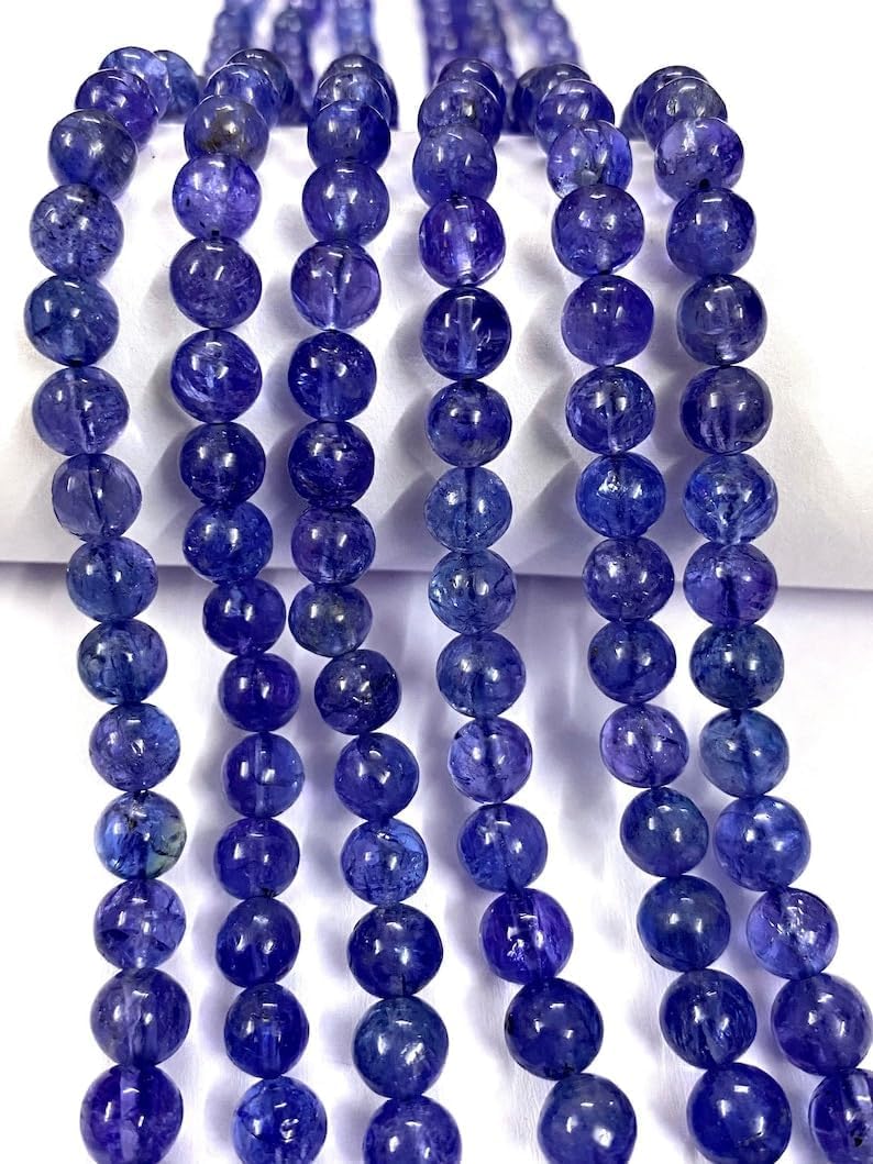 Natural Tanzanite Round soomth Beads 5X9 22 inch Long String Jewelry Making Gemstone Beads for Necklace Bracelet