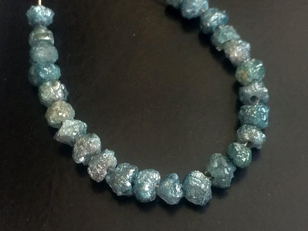 Women's 6-8mm Large Hole Bead, Blue Rough Diamond Beads, 1mm Drilled Blue Diamond Briolettes For Jewelry (1pc To 5Pc Options) - DS4053A