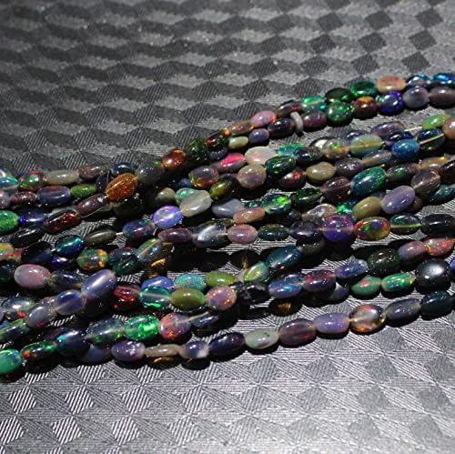13 inch Strand of Natural gem Ethiopian Opal, 6-8mm Oval Smooth Beads for DIY Jewelry Making. | Beads_03753