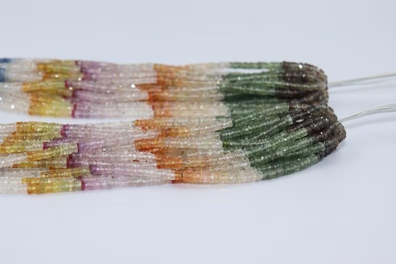 Multi Sapphire Faceted Tyre Shape Beads 3.5-4 mm Multi Rainbow Beads Multi Sapphire Wheel Cut Beads Wholesale Beads