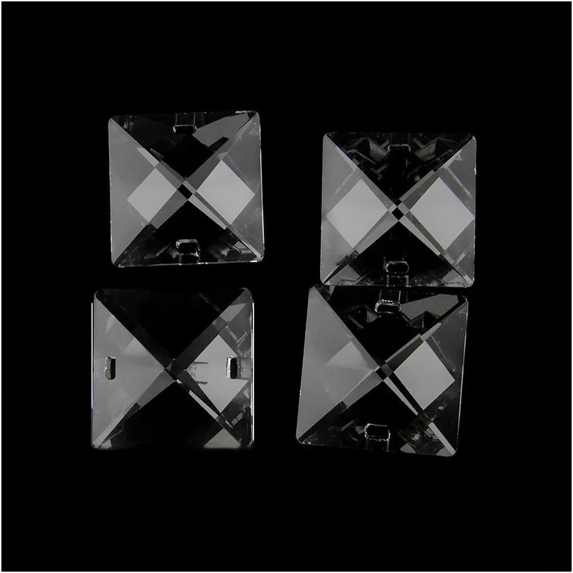 Hanging Crystals Prisms K9 Crystal Square Beads 14mm 16mm 18mm 20mm Square Beads Chandelier Parts for Home Decoration Hangings Crystals for Decoration(30mm Two Holes)