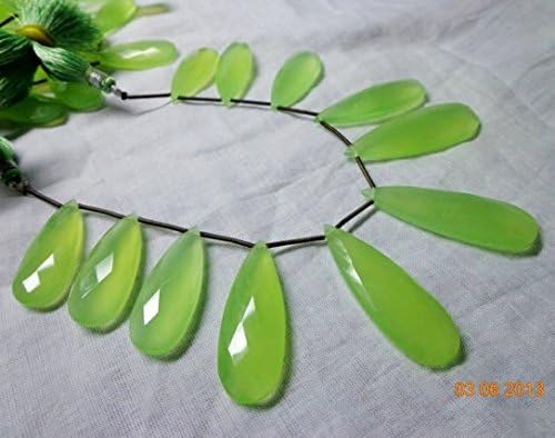 5 pairs 11 pcs -29-40mm-neon parrot green prehnite chalcedony faceted pear shape briolette-elongated briolette-beautiful micro faceted
