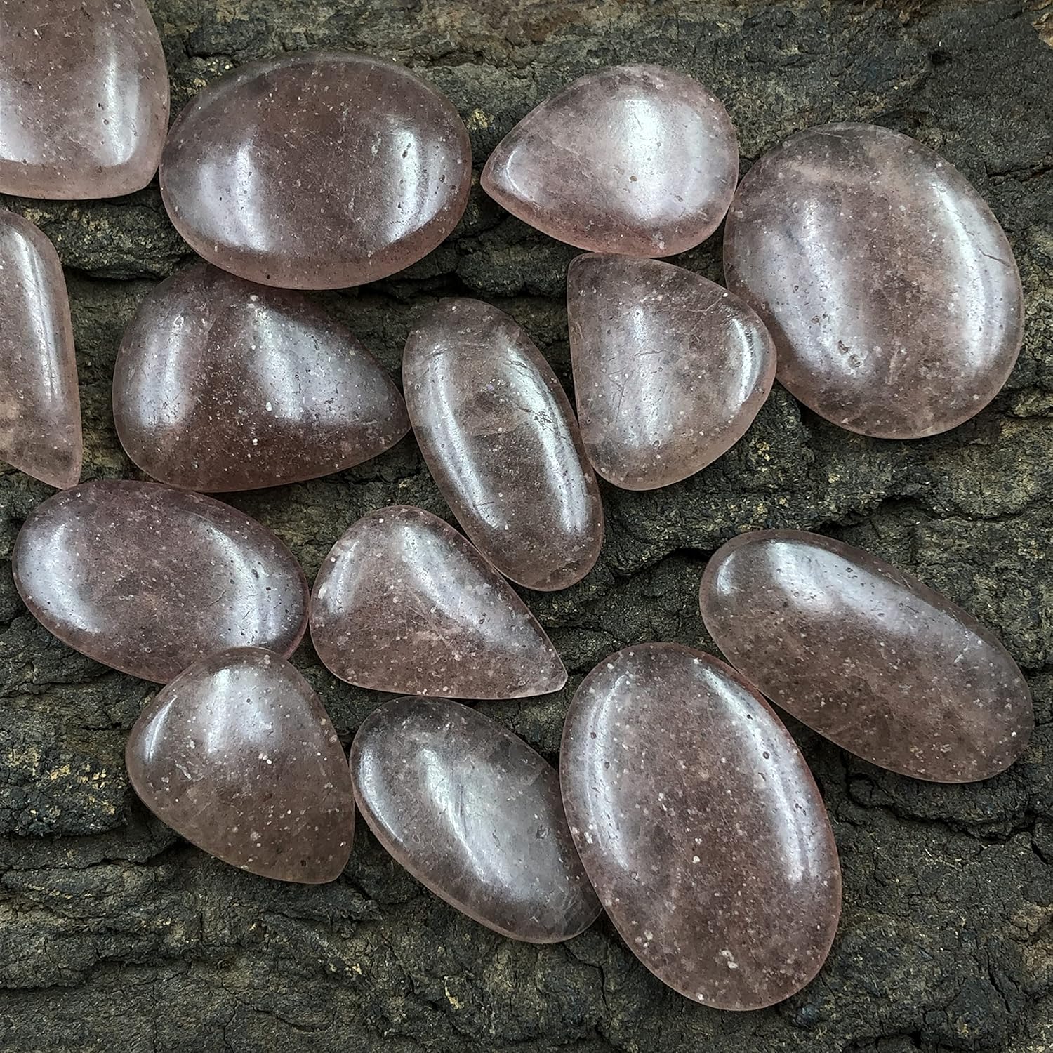 Natural STRAWBERRY QUARTZ Gemstone Loose Cabochon Lot For Jewelry Making, Loose Gemstone For Ring, Earring & Pendant Necklace, Jewelry Making Cabochons, Healing Gemstones