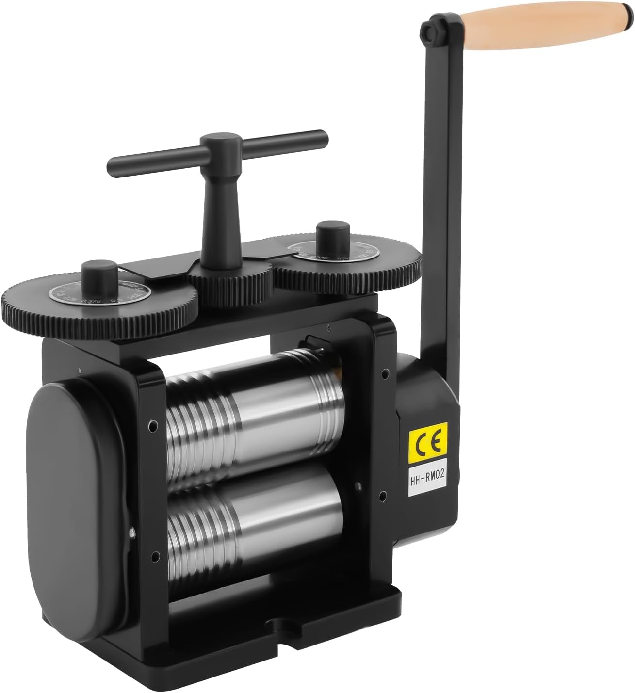 Manual Jewelry Press Rolling Mill Machine, 3-in-1 Multi-Function Rolling Mill, Jewelry Press Tabletting Tool with Hand Crank, Gold Silver Copper Aluminum and Other Tough Metals Machine (Black)