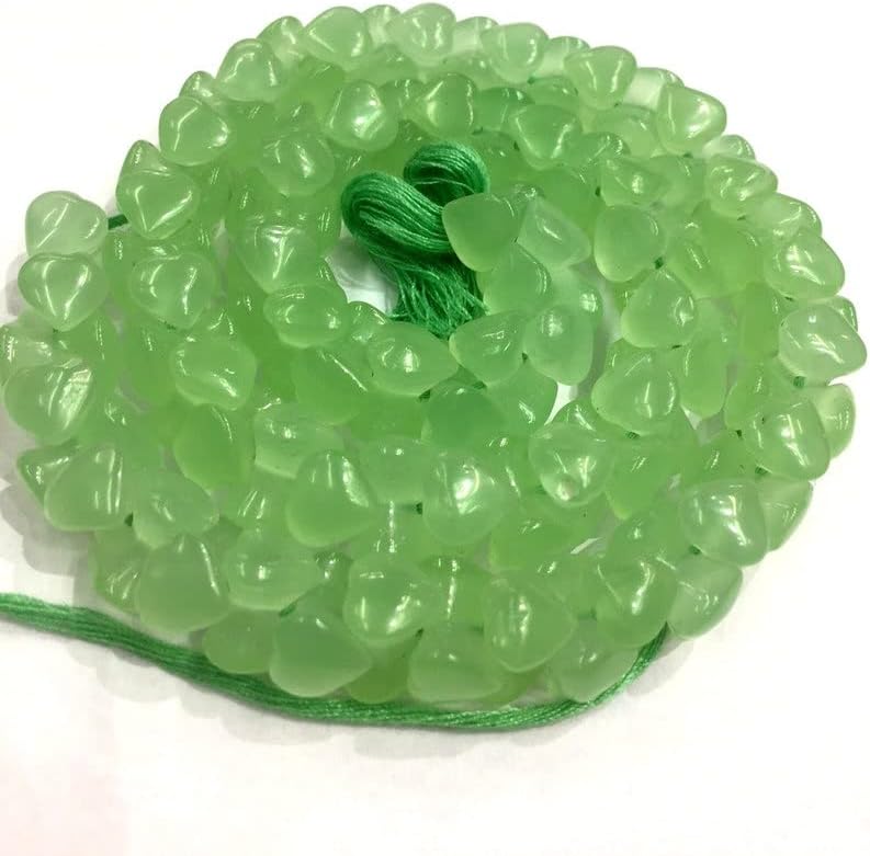 13 inch Strand of Natural gem Green Chalcedony, 11mm Fancy Smooth Beads for DIY Jewelry Making. | Beads_04162