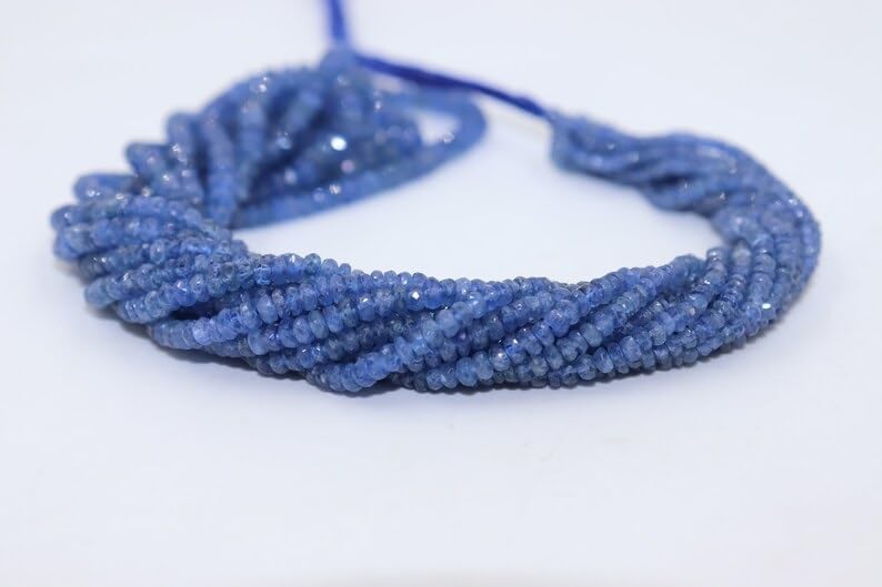AAA+ Quality Burma Blue Sapphire Faceted Rondelle 3-5mm Beads Strand for Jewelry Making Natural Blue Sapphire Beads