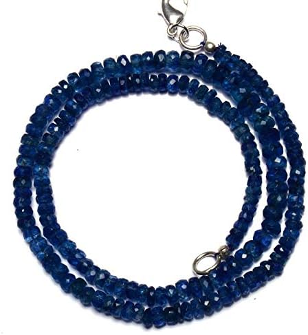 Natural Gemstone Super Quality Nepal Kyanite 4 to 6MM Faceted Rondelle Beads 17 Inch Full Strand Fine Qulaity Beads Finished Necklace