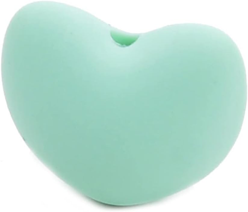 Silicone Beads 20mm for Keychain Making Bulk Assorted DIY Necklace Bracelet Beads for Craft Set Jewelry, Colorful Heart Shaped Silicone Beads 50 Pieces (Snow)