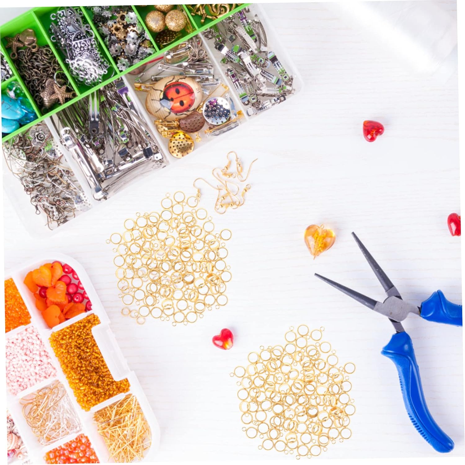 TEHAUX 500pcs Multi-Functional Bail Beads Stainless Steel Hangers for Necklace Bracelet