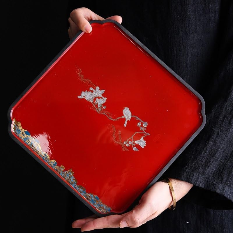 Tray Tea Tray Chinese Retro Dry Tea Tray Kung Fu Tea Tray Covered Bowl Pot Tea Tray Serving Trays(B)