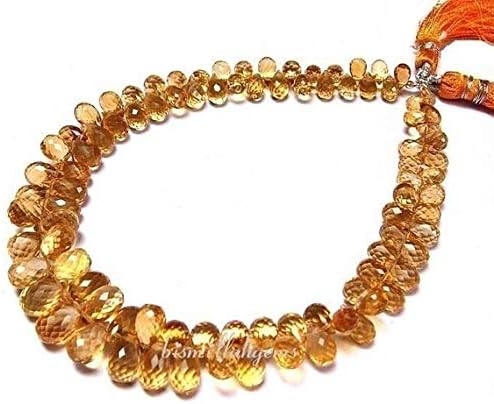 13 inch natural beads strand of 6x4-10x6mm faceted drop citrine gemstone briolletes beads for DIY jewelry - necklace, bracelet, earring, ring.