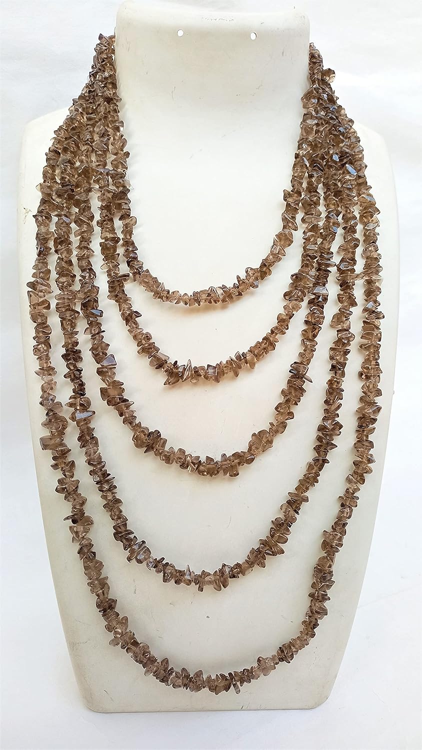 Pack of 5 Strands- Natural Smoky Quartz Chips Beads Strand 600 Ct, Free Form Gravel Uncut 100
