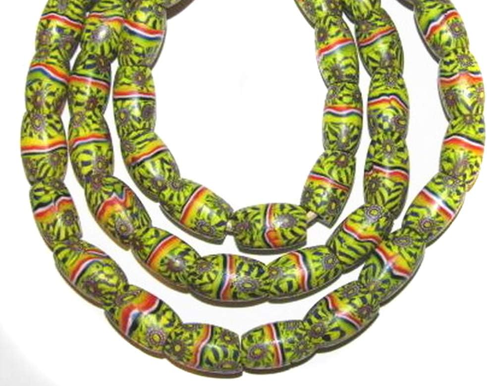 Antique matched Venetian Oval Millefiori Glass Trade beads