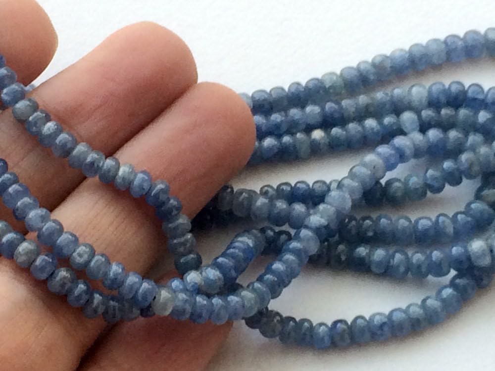 3-5mm Blue Sapphire Beads Plain Rondelle Beads, Blue Sapphire Beads, Sapphire For Necklace, Burma Sapphire Beads (8IN T0 16IN)-PGA2199