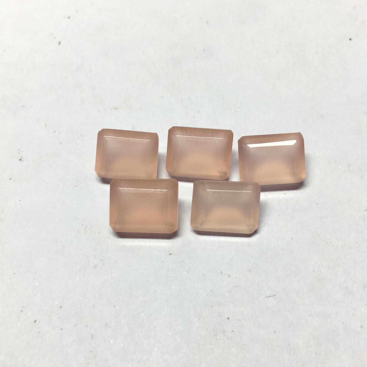 Pink Chalcedony Rectangle Cut Faceted Pointed Back Loose Gemstones for Earrings Pendant & Jewelry Making (10 Pieces) Set (15X20 MM)