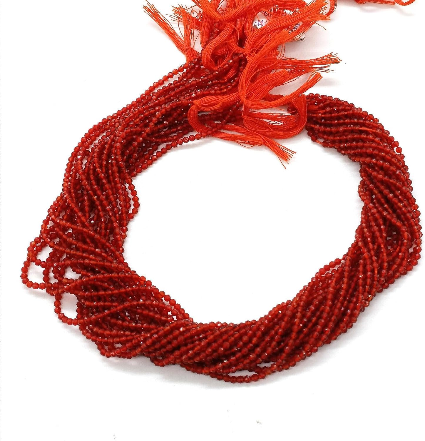 Natural Carnelian Round Rondelle Faceted Gemstone Loose Beads 50 Strand 2-3mm 13