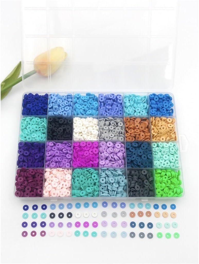 6mm 24 Grid Soft Pottery Flakes Colorful Discs Bohemian DIY Jewelry Accessories Set
