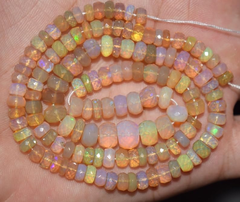 13 inch Strand of Natural gem Opal, 4-8mm rondelle Faceted Beads for DIY Jewelry Making. | Beads_05898