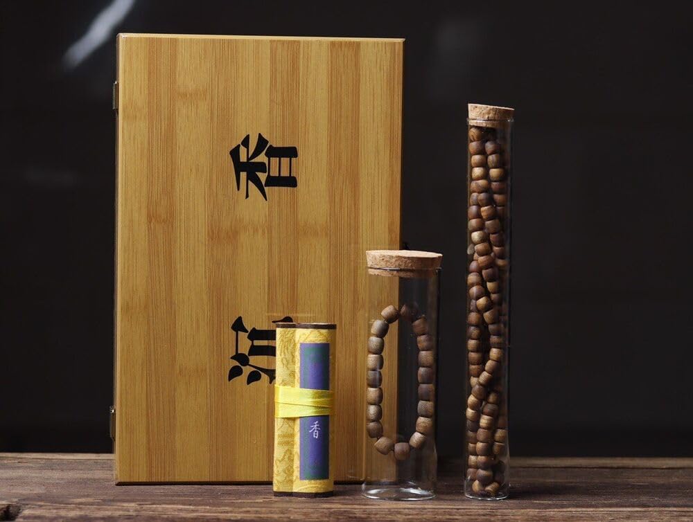 Agarwood Nha Trang Qi Nan Agarwood Set 10mm+8mm Drum Beads Buddha Beads Rosary Gift Box