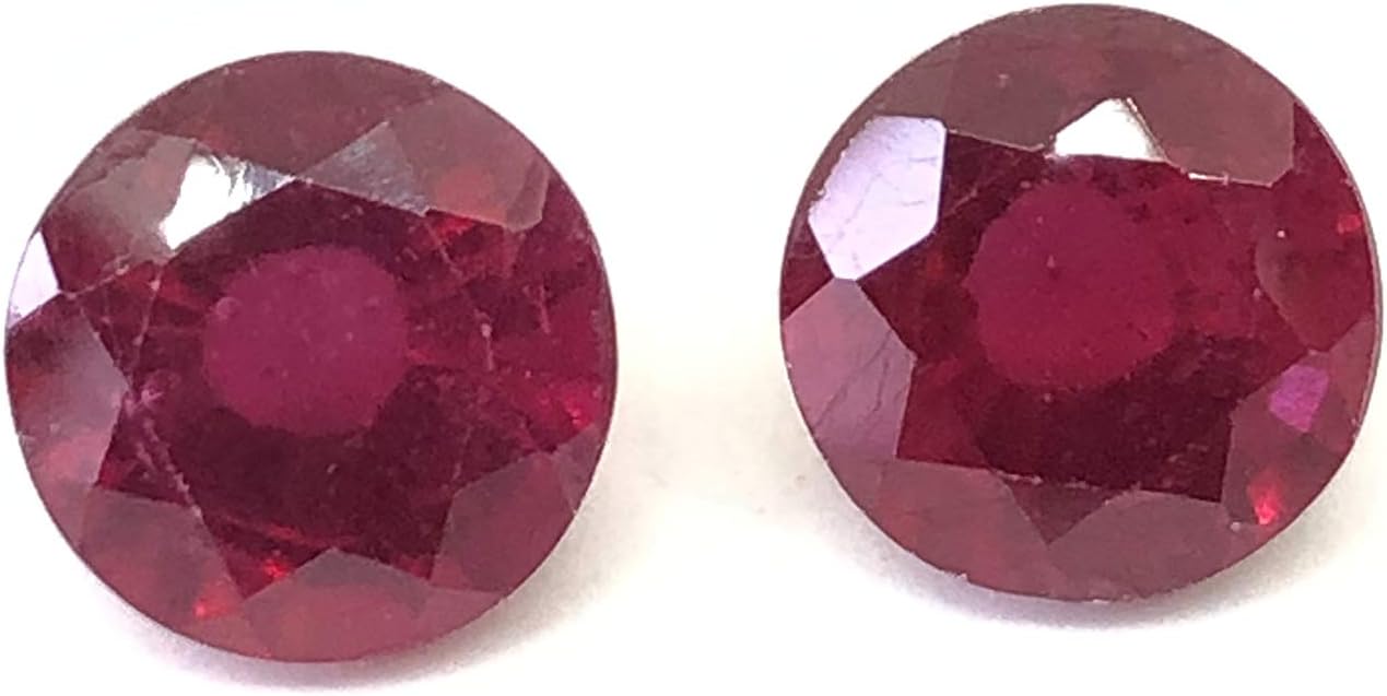 9.18 Ct Pair Ruby Round Shape Size 9 mm Cut Faceted High Quality Fine Loose Gemstone Best for Making Earring Jewelry