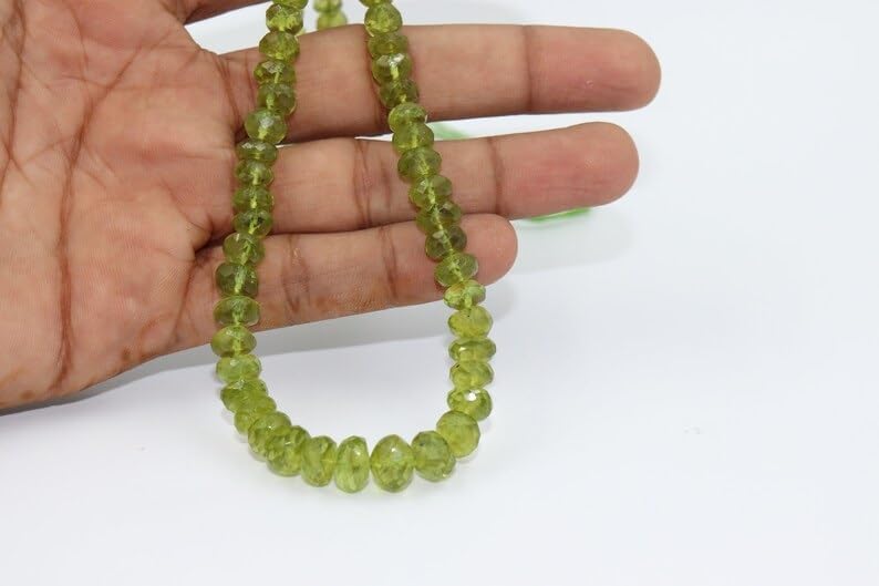 AAA+ Quality Natural Peridot Faceted Rondelle 6-10mm Beads for Jewlery Making