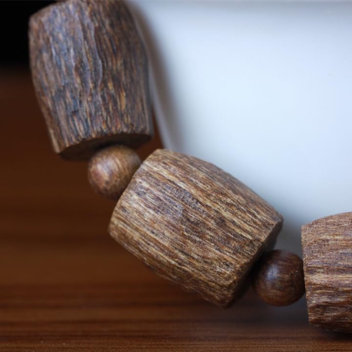 Vietnamese Agarwood sinensis Old Barrel Beads 22mm Freeform Bracelet
