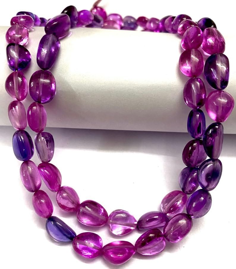 Natural Purple Sapphire Corundum Nuggets Smooth Beads 6-8 MM 20 inch Long String Jewelry Making Gemstone Beads for Necklace Bracelet