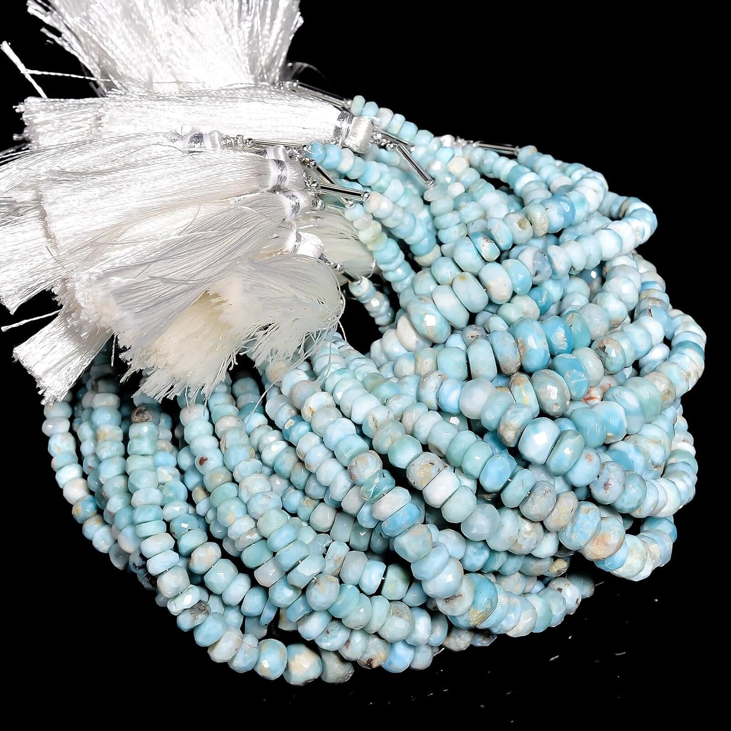 Natural Larimar Gemstone Rondelle Faceted Beads 3X3 mm 50 Strand 9